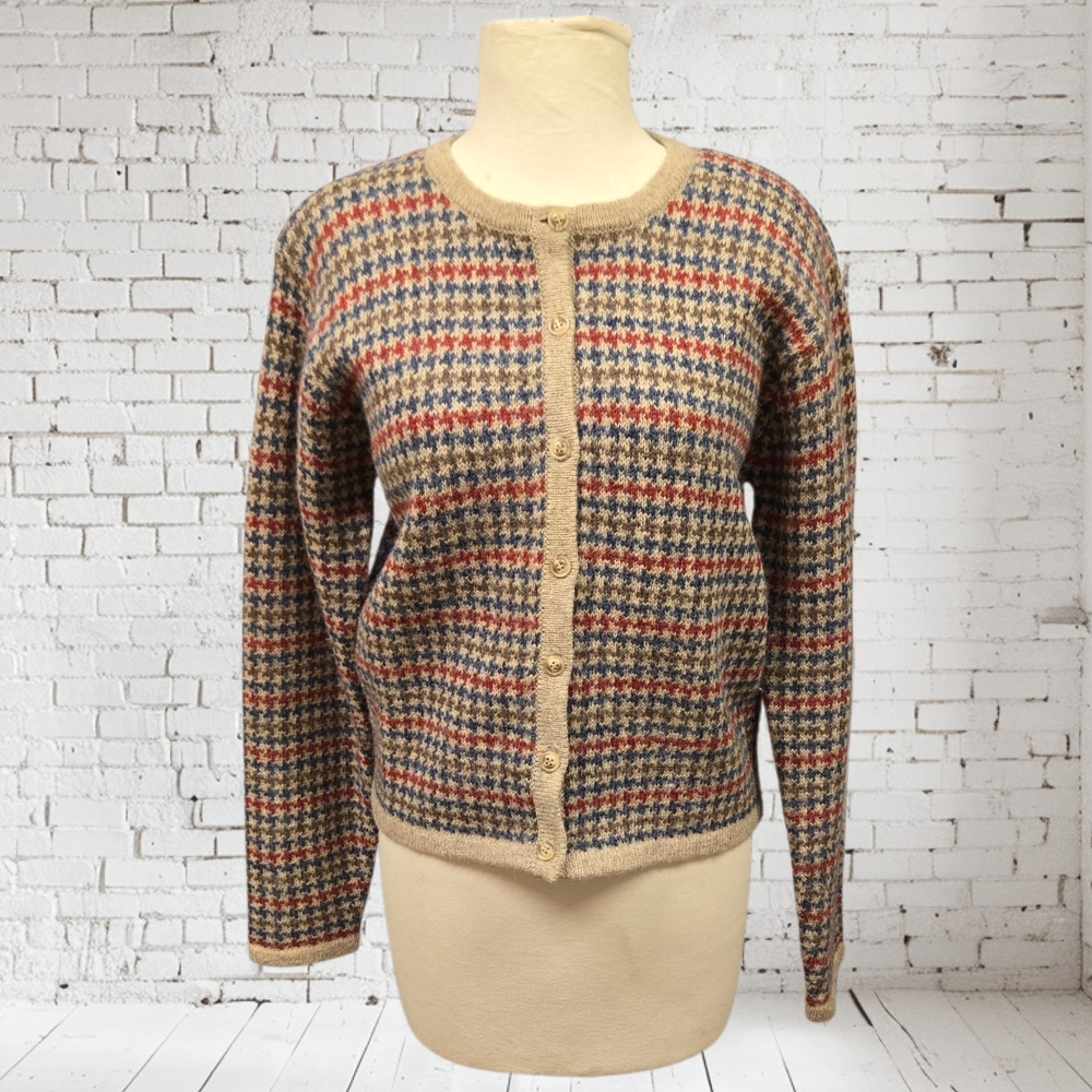 Classic Houndstooth Cardigan Sweater